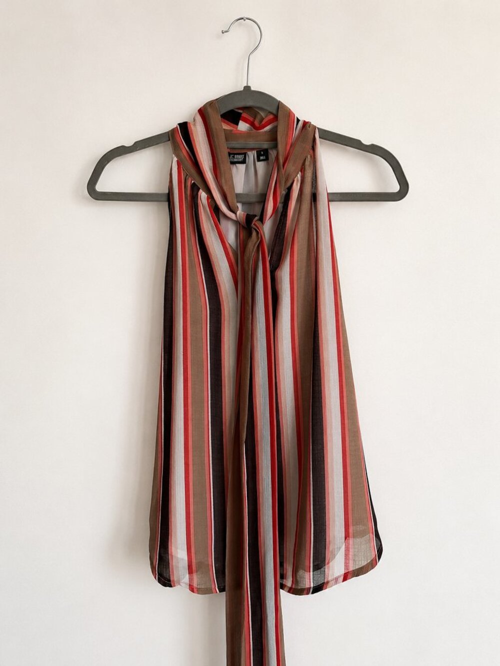 NY&Co 7th Avenue Striped Tie-Neck Blouse Size S